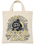 Ghostly Good Time Black & White Halloween Canvas Bag