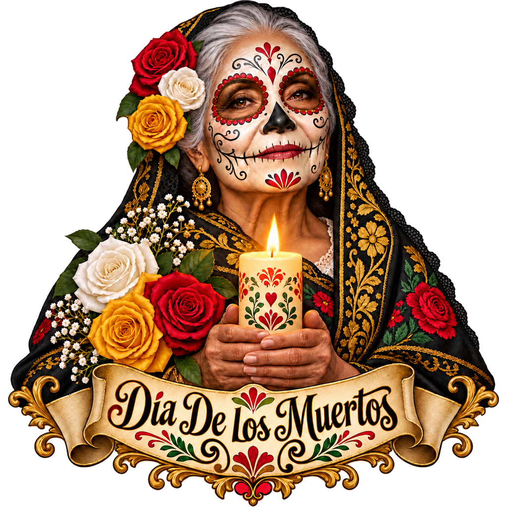 Día de los Muertos Candle Rose Remembrance T-Shirt