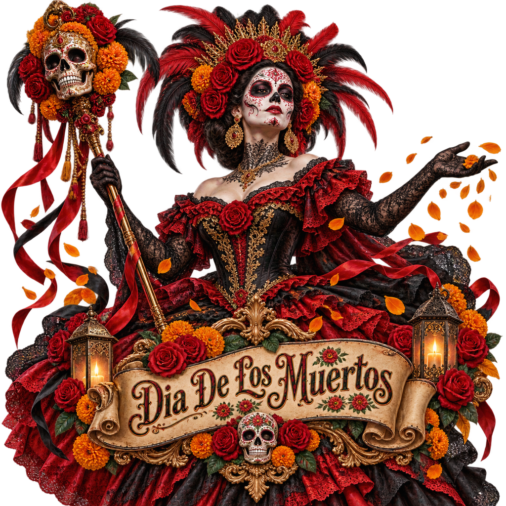 Día de los Muertos Rose & Marigold Catrina T-Shirt