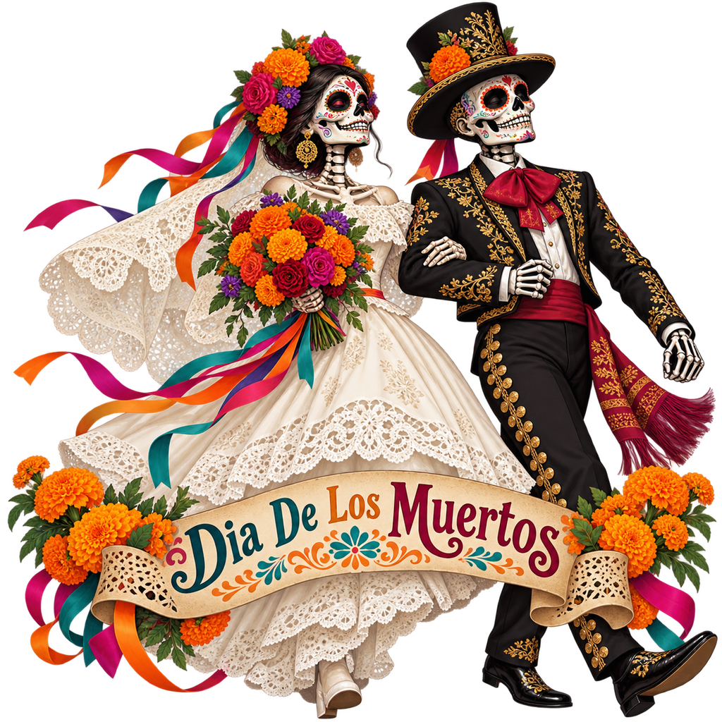 Día de los Muertos Skeleton Bride and Groom T-Shirt