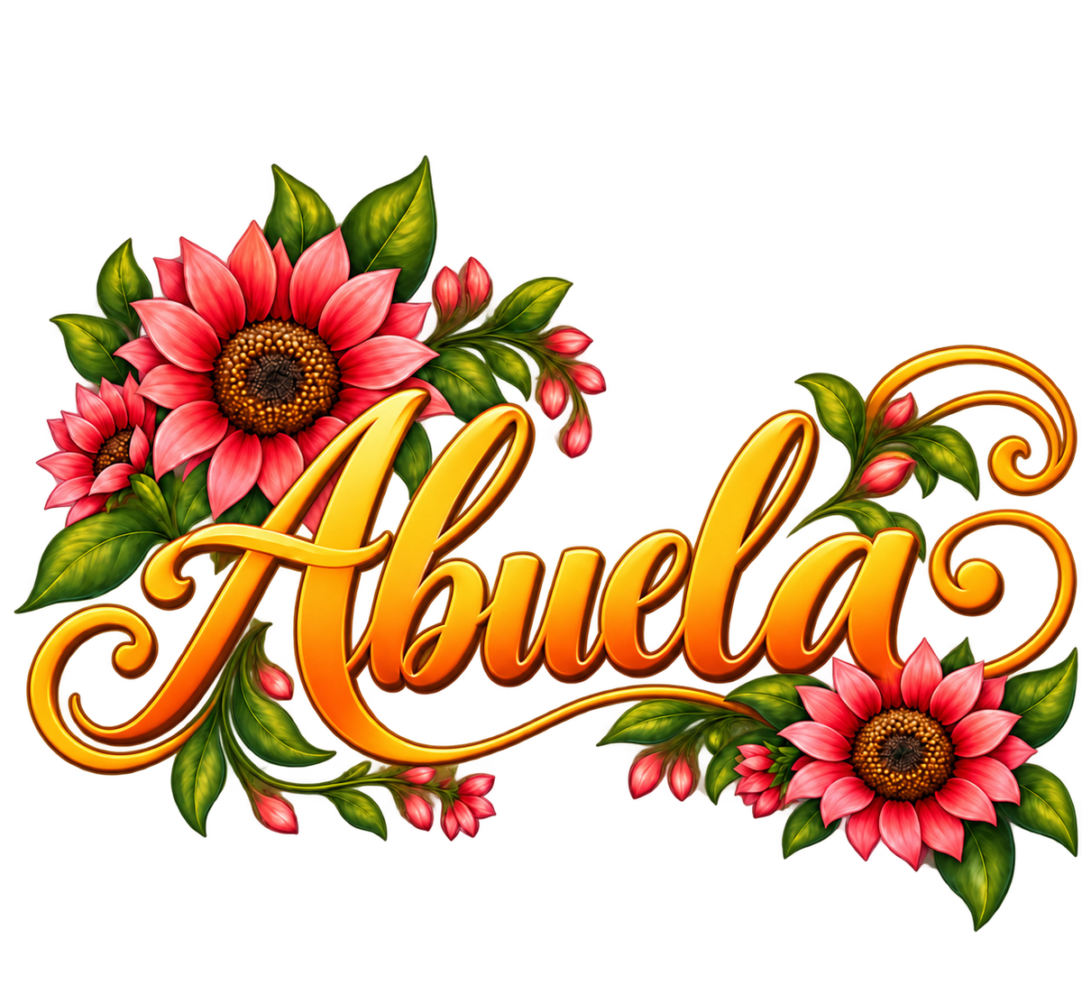 Abuela Coral Floral Gold Script T-Shirt