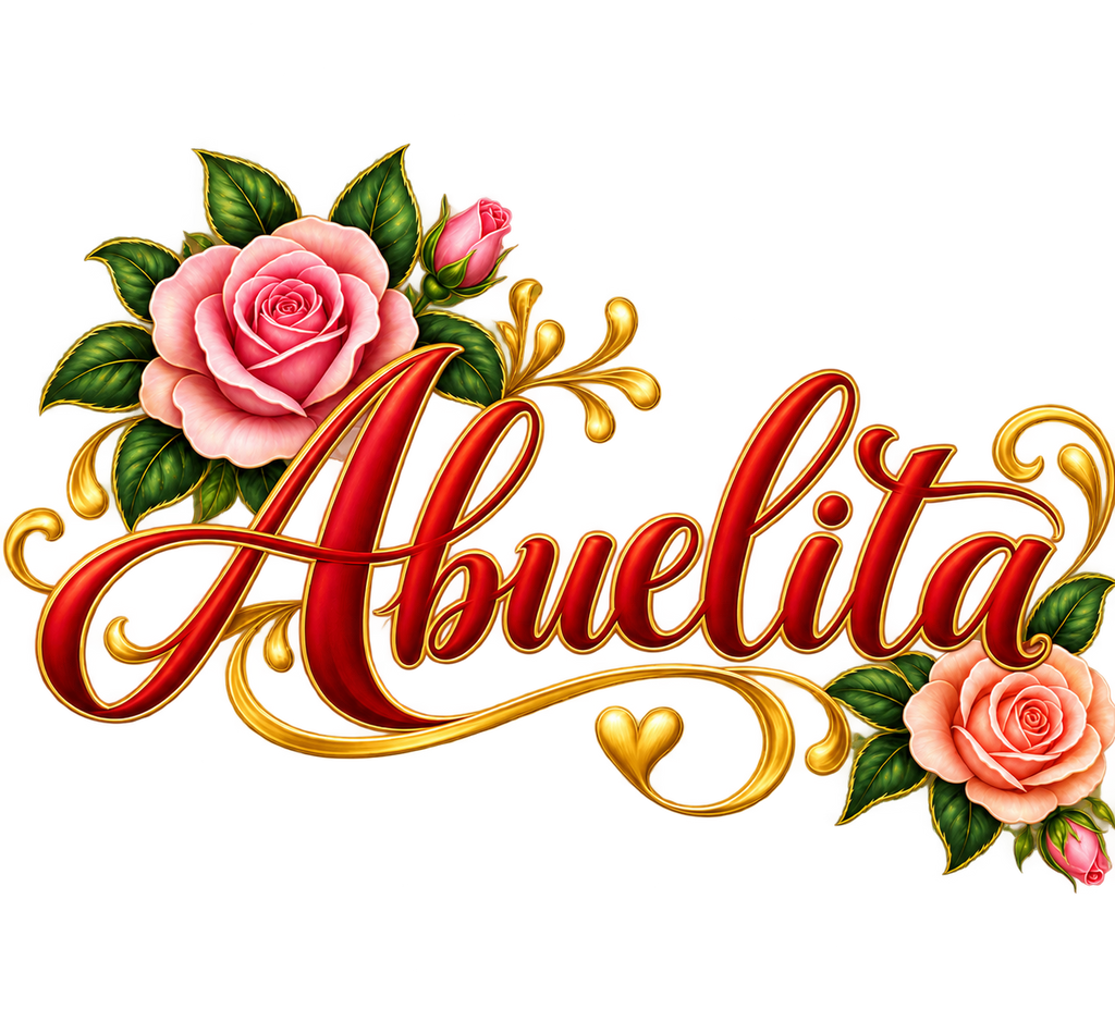 Abuelita Pink Rose Red Gold Script T-Shirt