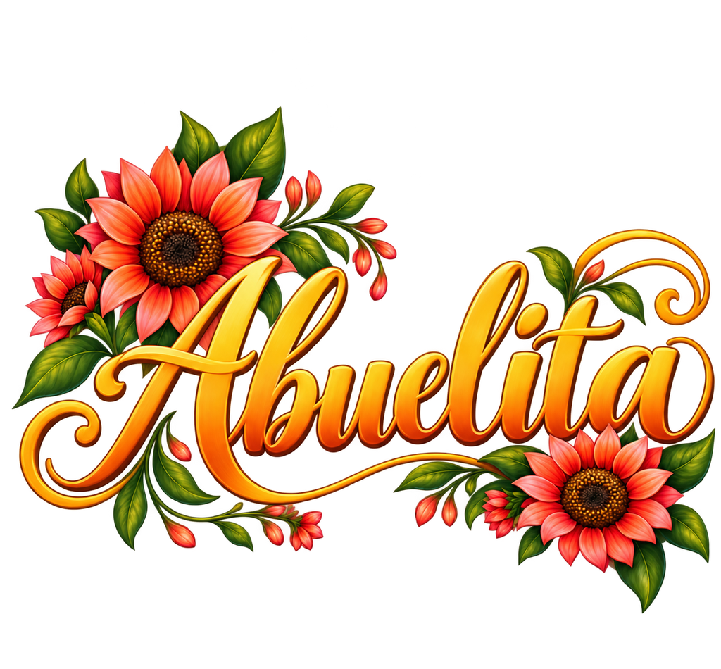 Abuelita Coral Floral Gold Script T-Shirt