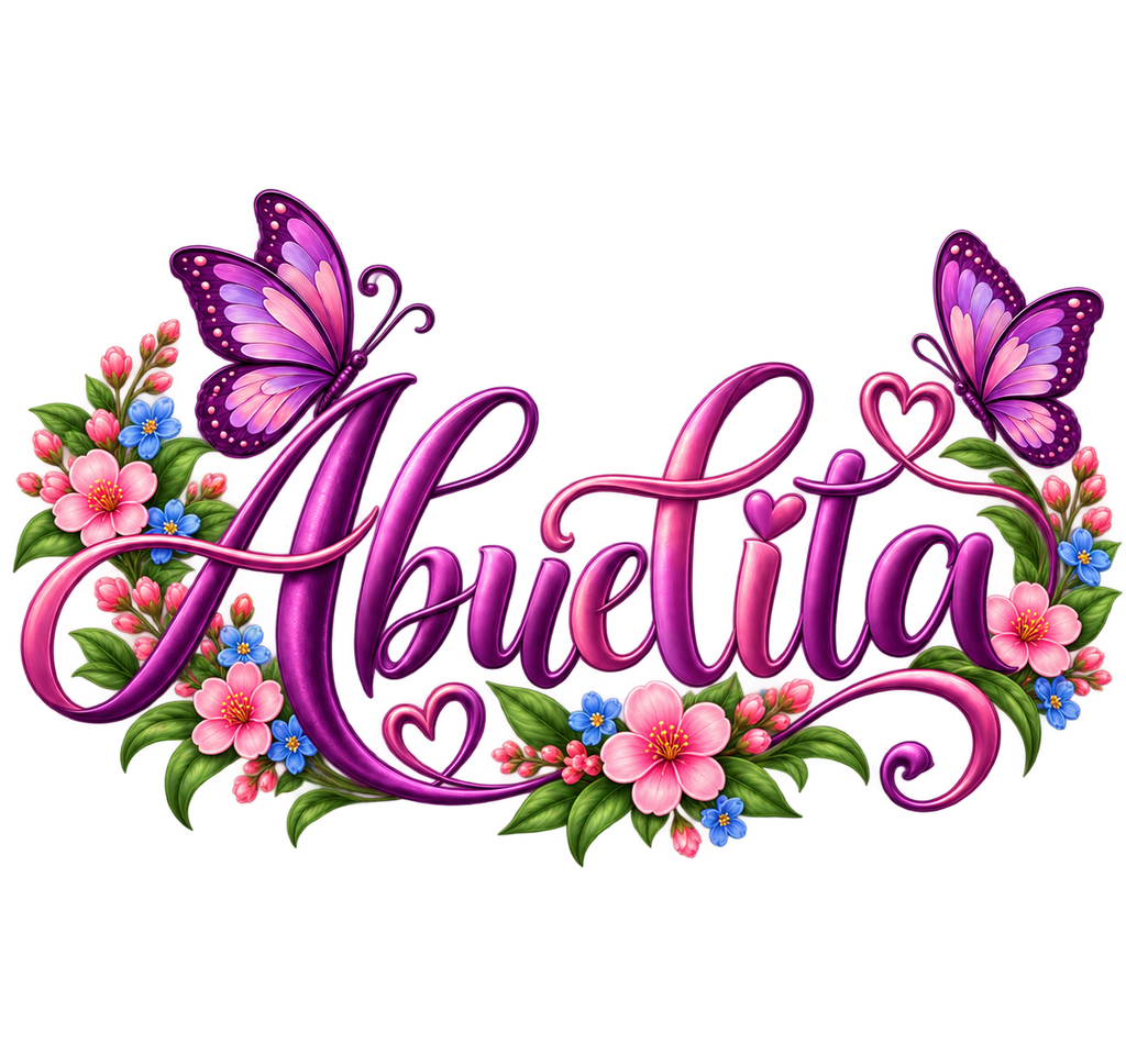 Abuelita Purple Butterfly Floral T-Shirt
