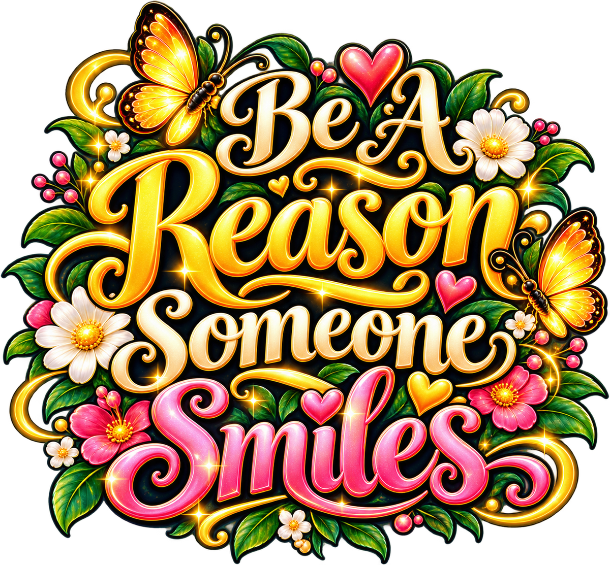 Be a Reason Someone Smiles Butterfly & Floral T-Shirt