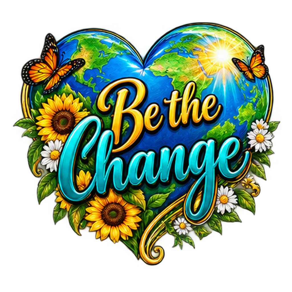 Be the Change Heart Earth & Sunflower T-Shirt