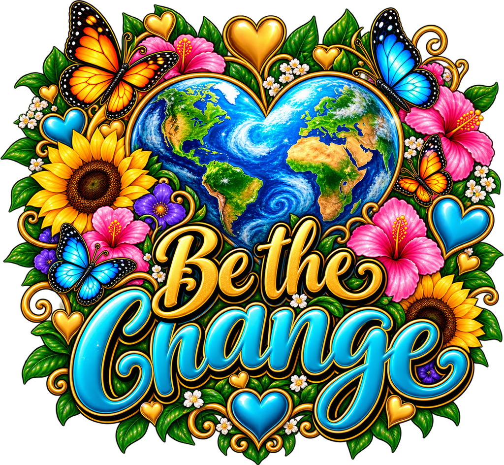 Be the Change Earthly Floral Emblem T-Shirt