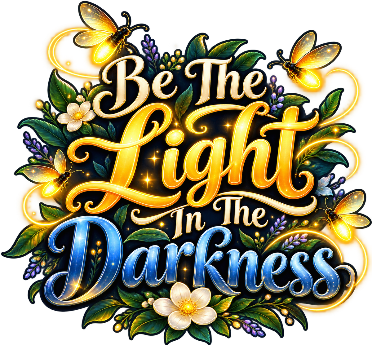 Be the Light in the Darkness Firefly & Floral T-Shirt