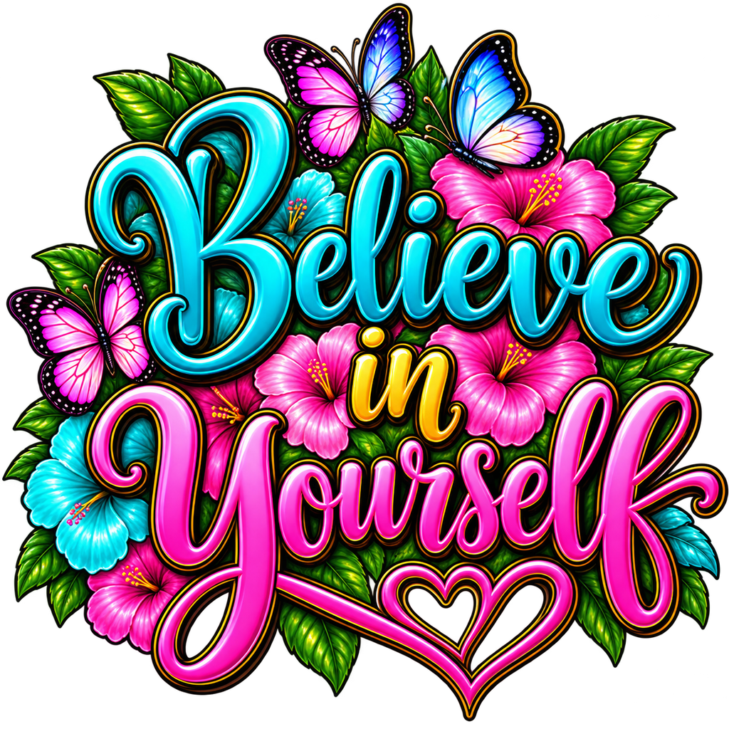 Believe in Yourself Hibiscus & Butterfly T-Shirt