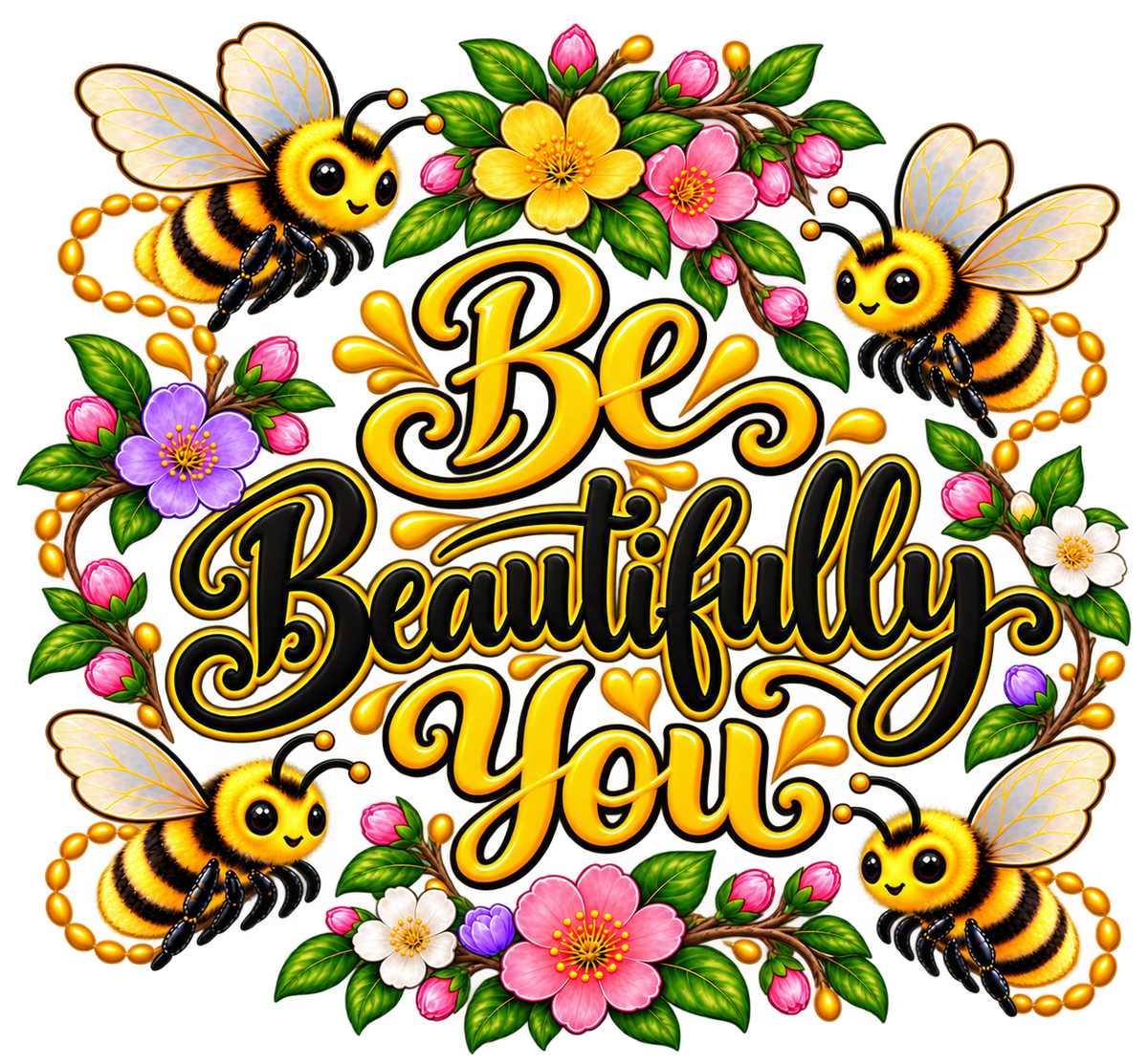 Be Beautifully You Bee & Floral Wreath T-Shirt