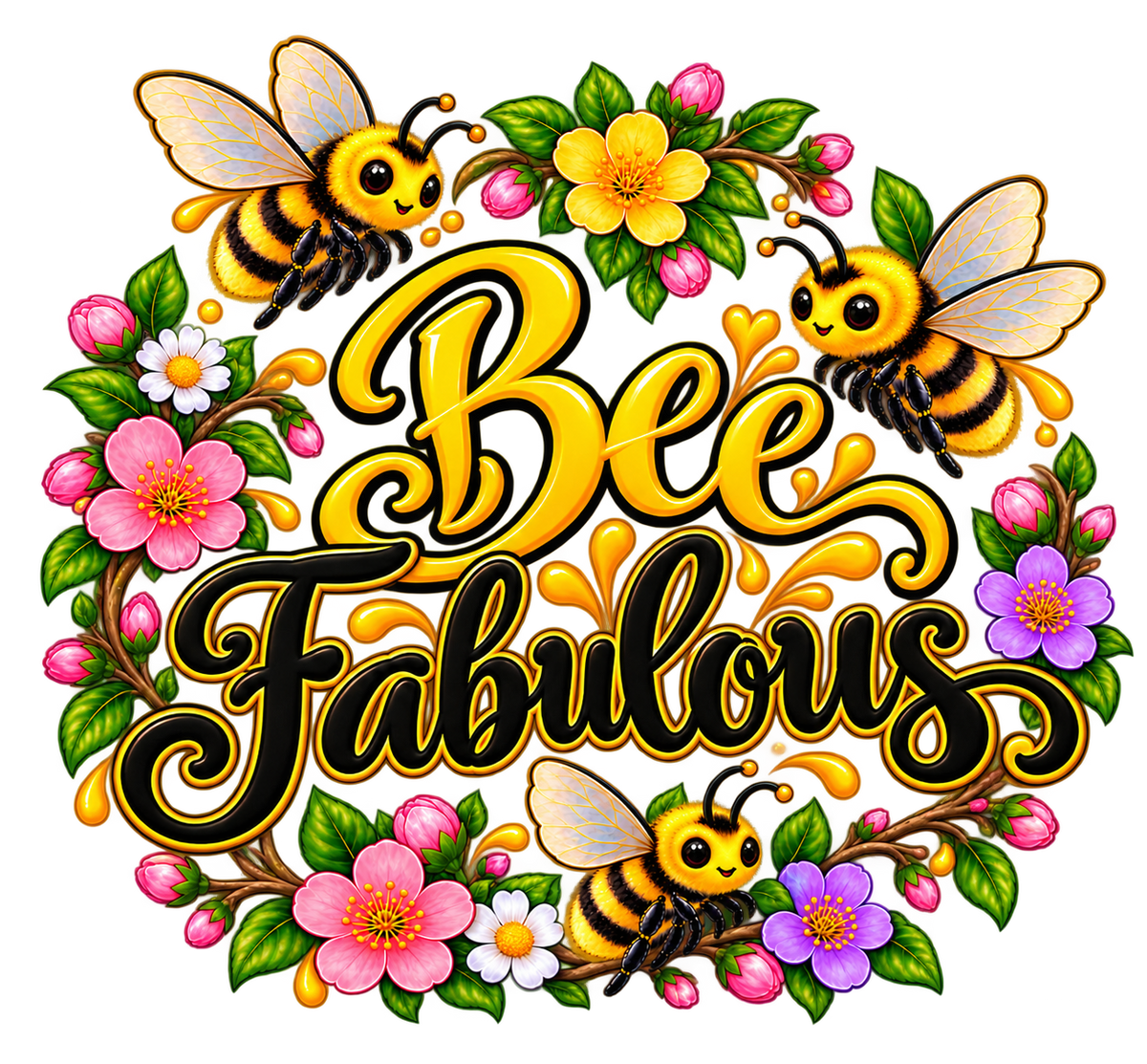 Bee Fabulous Floral Wreath T-Shirt