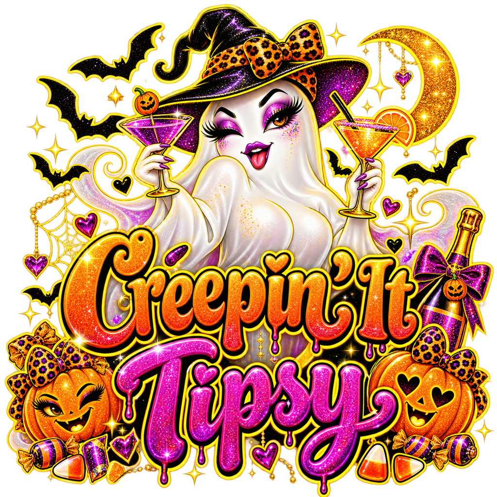 Creepin’ It Tipsy Ghost Halloween T-Shirt
