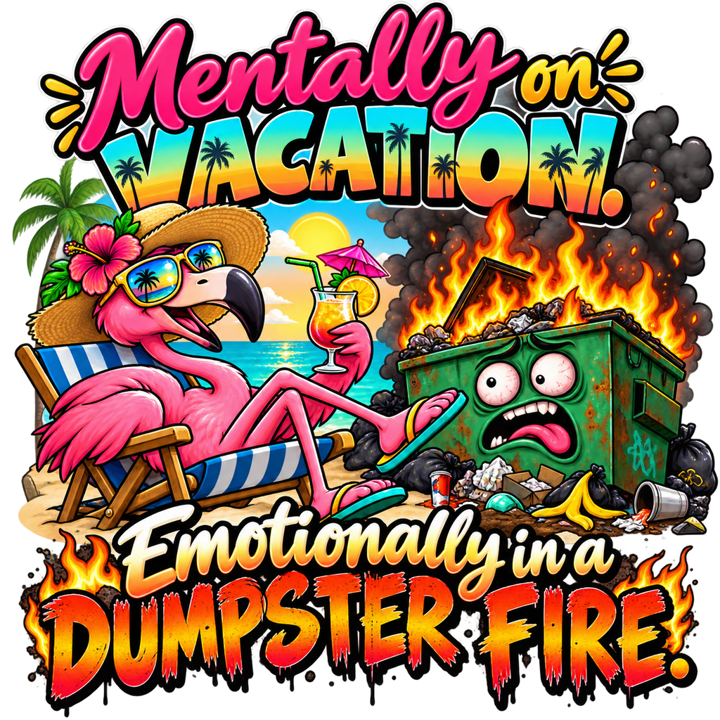 Mentally on Vacation, Emotionally in a Dumpster Fire T-Shirt