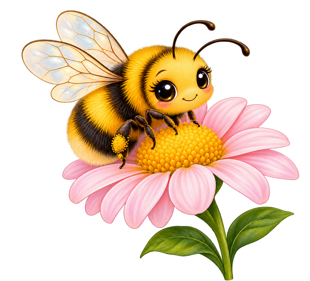 Cute Bumblebee & Pink Daisy T-Shirt