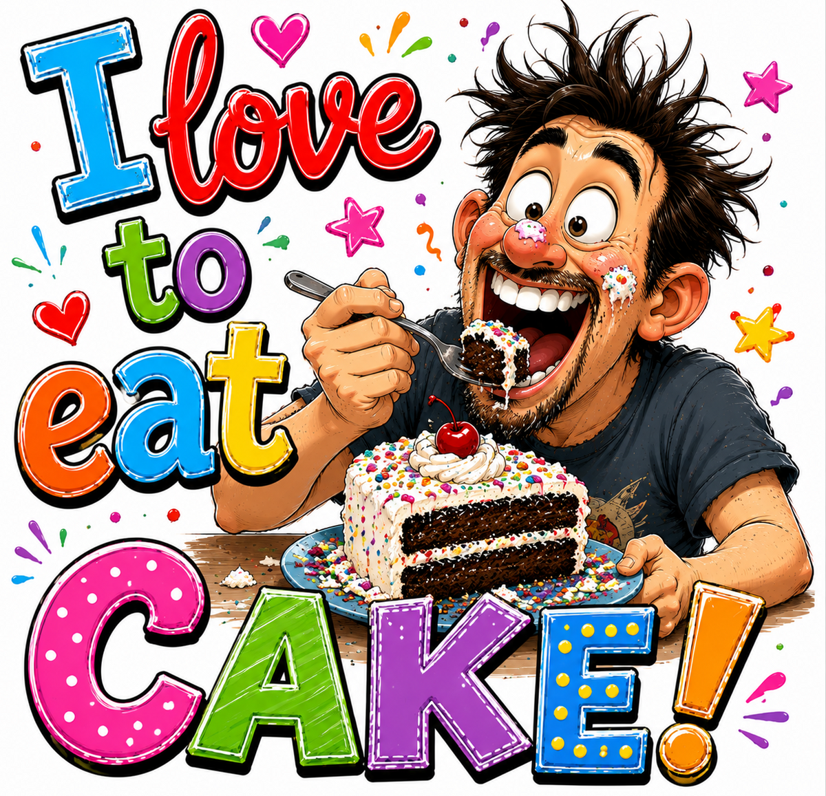 I love to eat Cake men's decal design