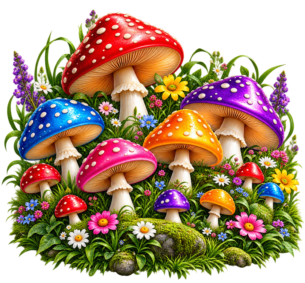 Enchanted Rainbow Mushroom Garden T-Shirt