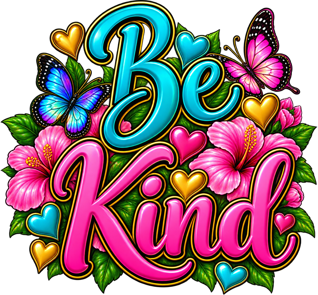 Be Kind Hibiscus & Butterfly T-Shirt