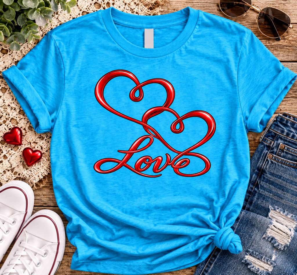 Intertwined Red Hearts Love T-Shirt