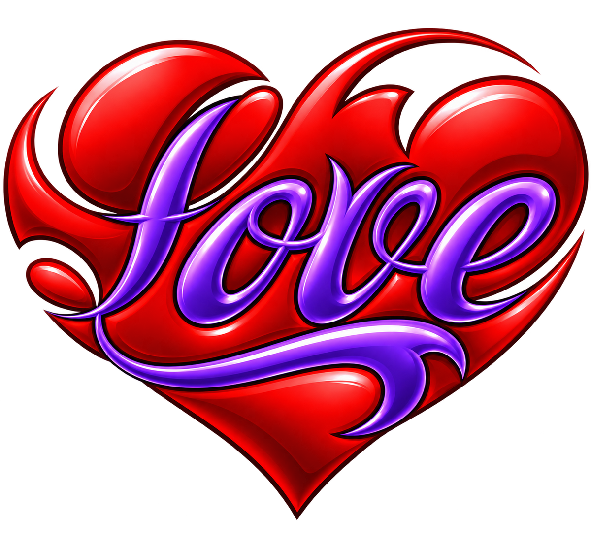 Love Red Heart & Purple Script T-Shirt
