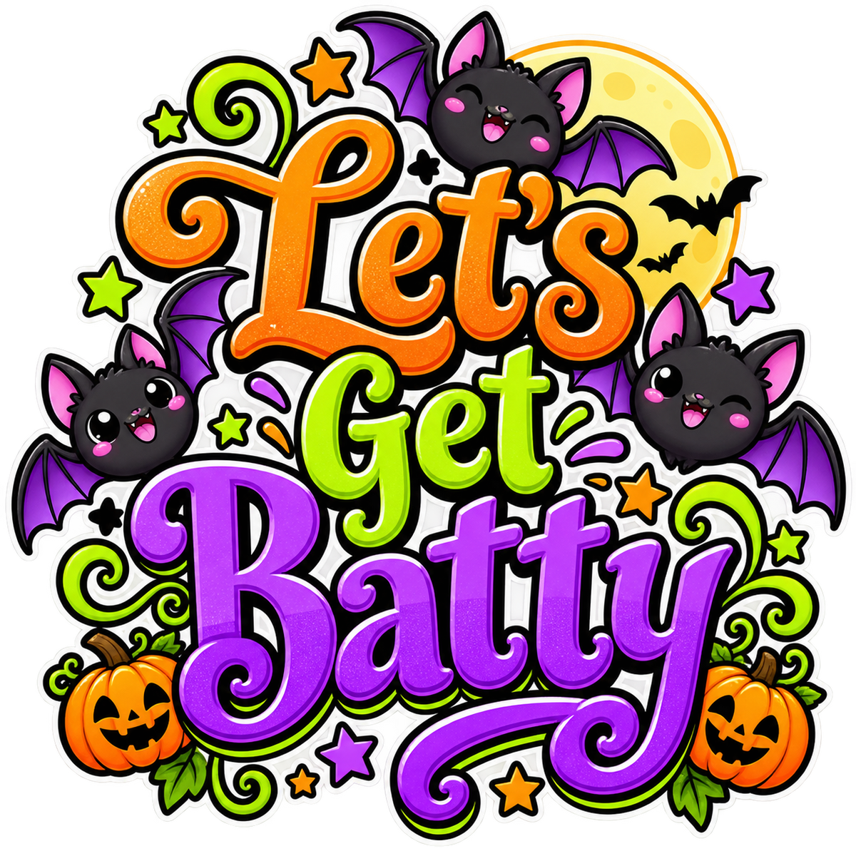 Let’s Get Batty Halloween Canvas Bag