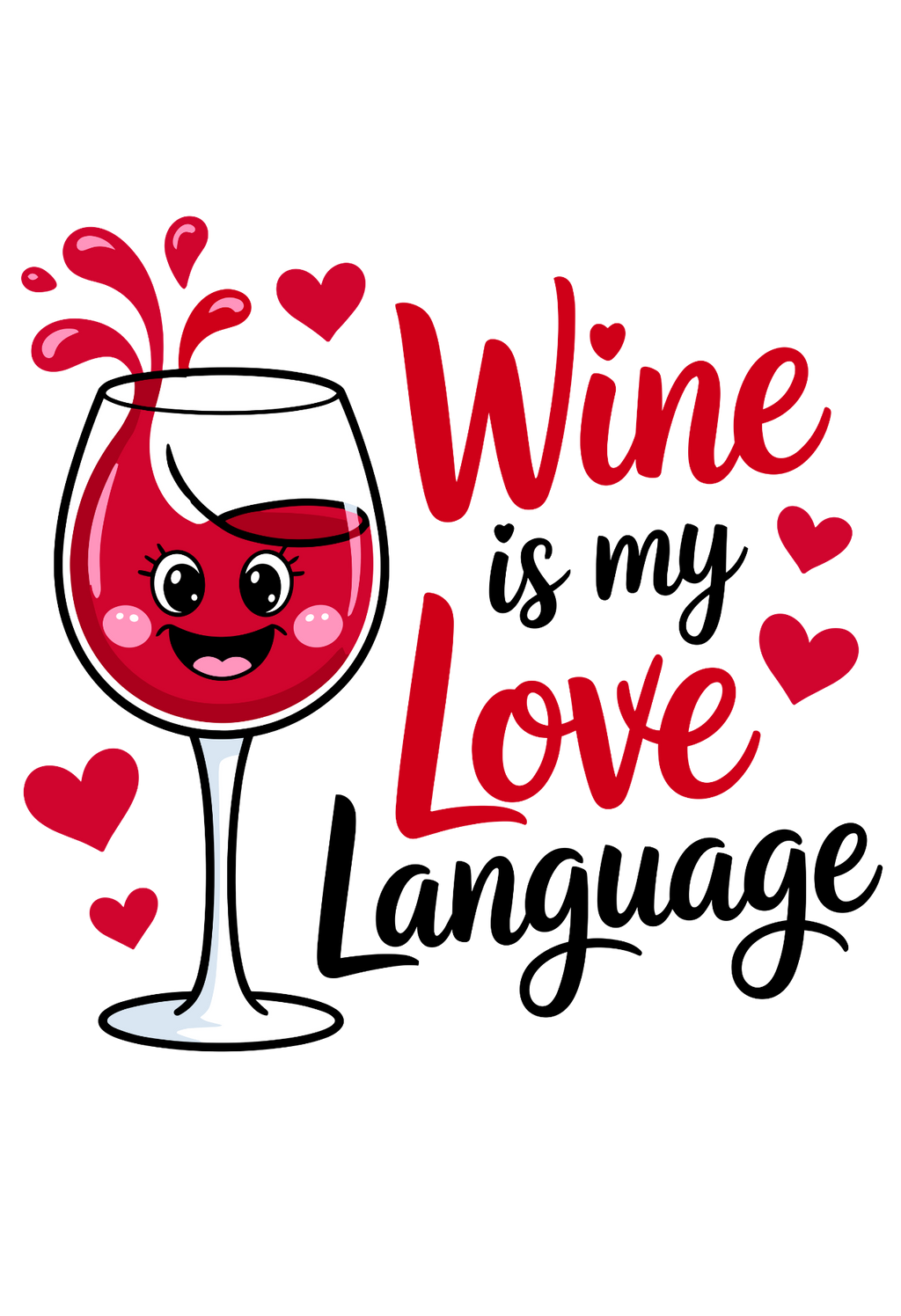 Wine Love Smiling Wine Glass T-Shirt