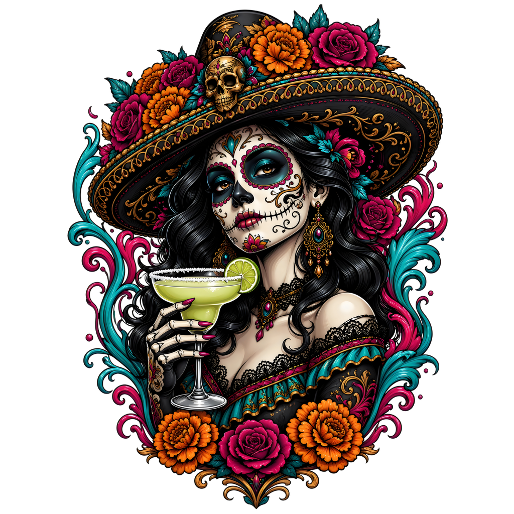 La Catrina Margarita Floral T-Shirt