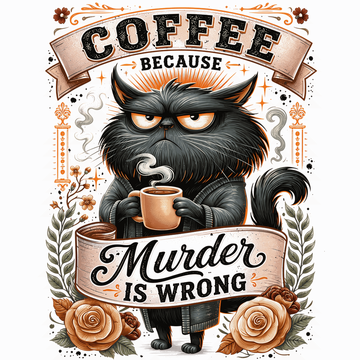 Coffee Because Murder Is Wrong Grumpy Cat T-Shirt