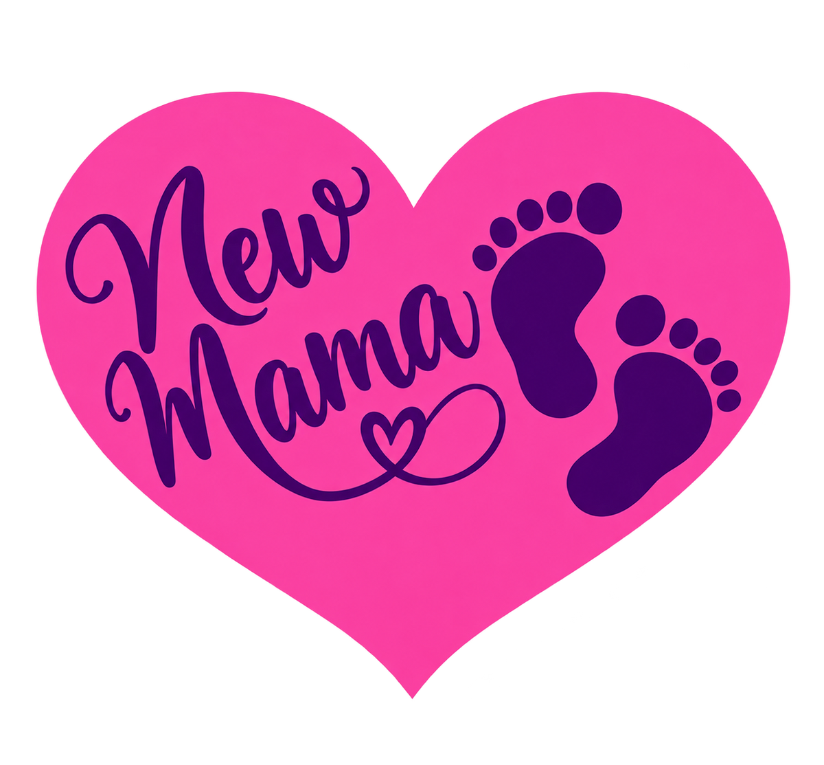 New Mama Heart & Baby Footprints T-Shirt – Pink for a Girl