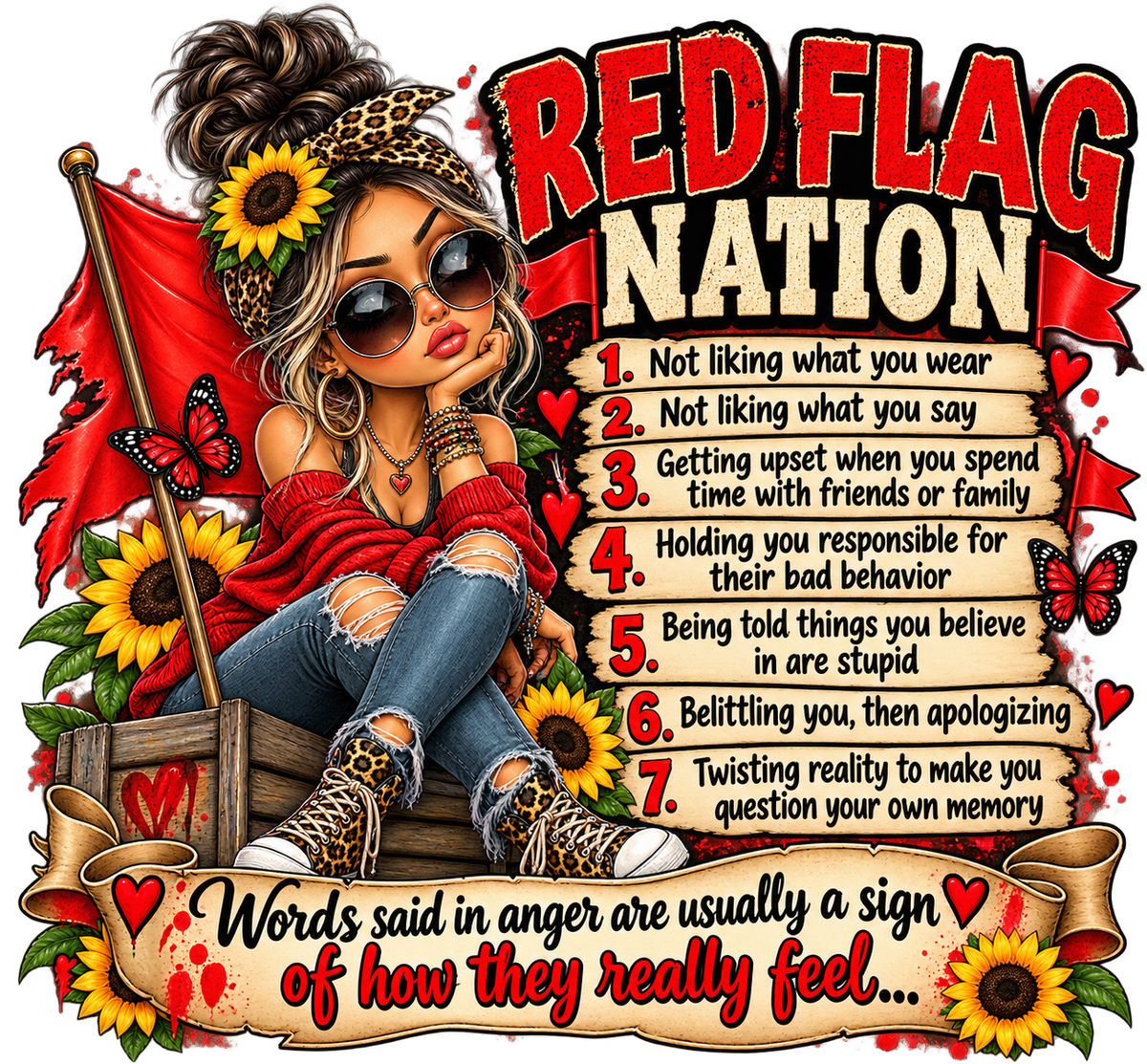Red Flag Nation Abuse Awareness T-Shirt