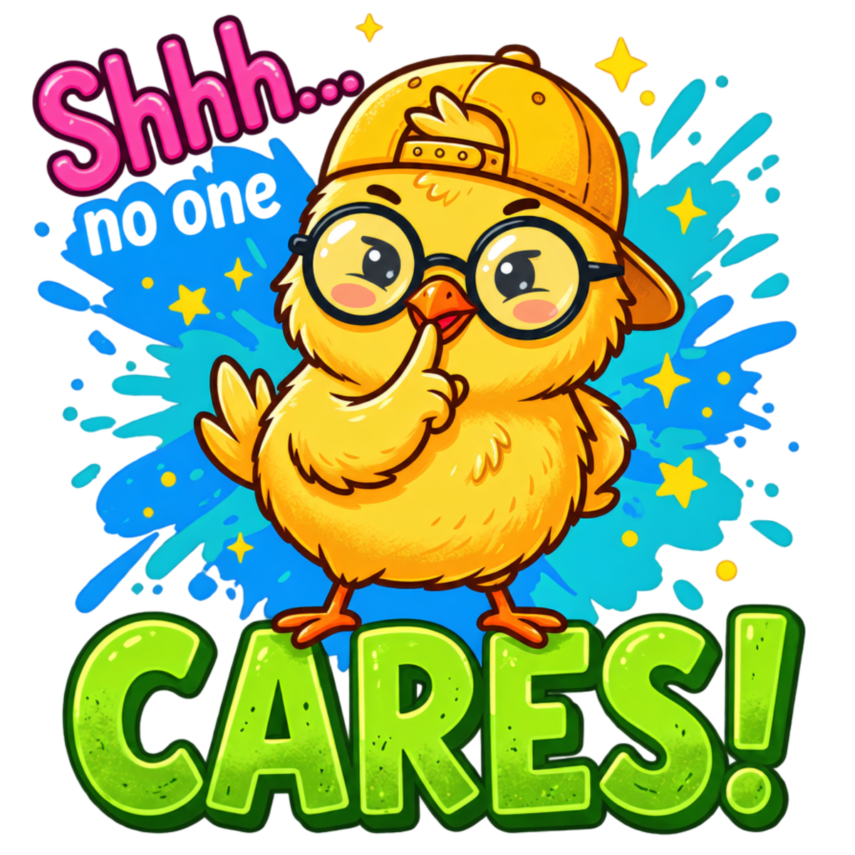 Shhh… No One Cares Funny Chick T-Shirt