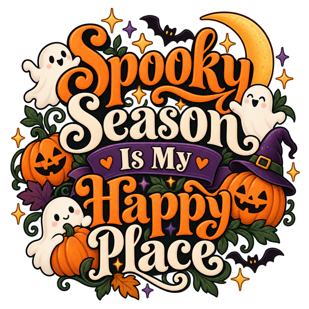 Spooky Season Is My Happy Place Halloween Canvas Bag