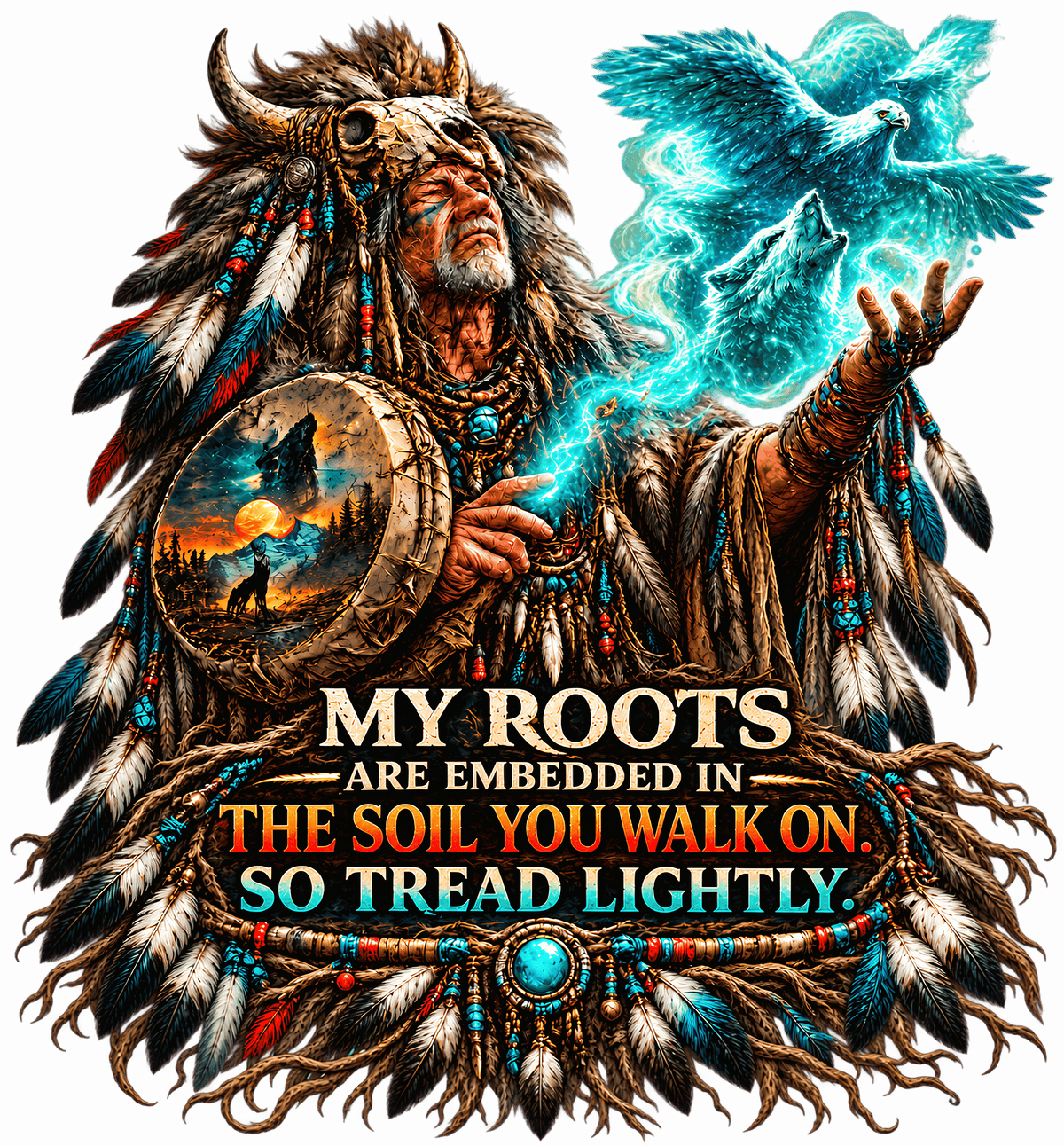 My Roots Tread Lightly Horned Headdress T-Shirt