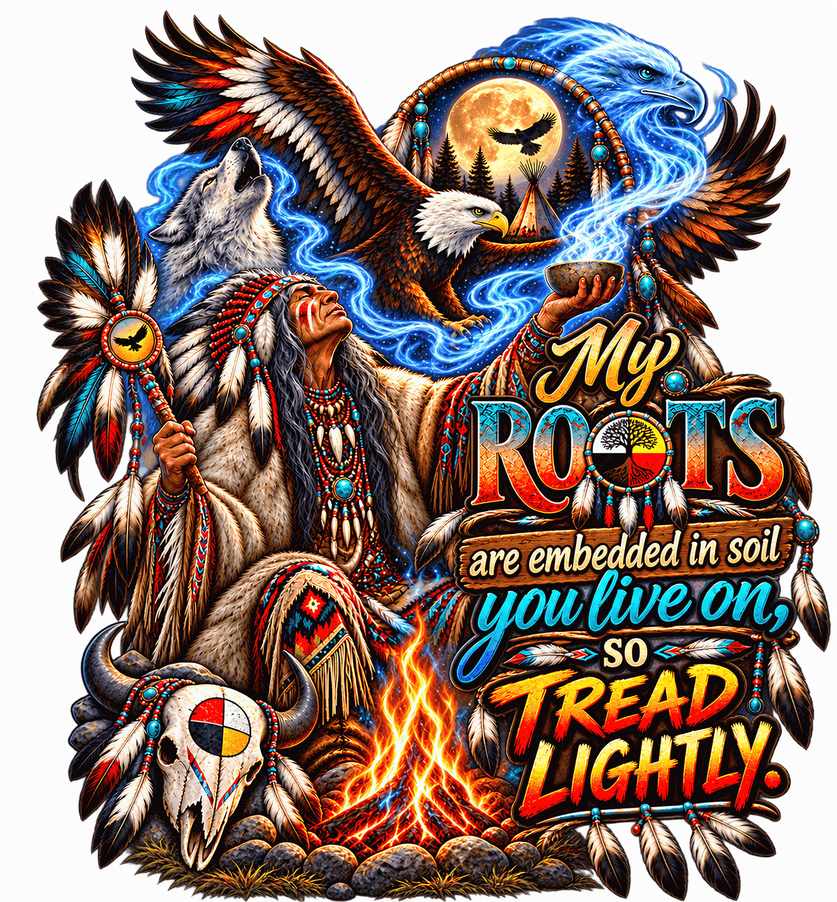 My Roots Tread Lightly Eagle & Wolf T-Shirt