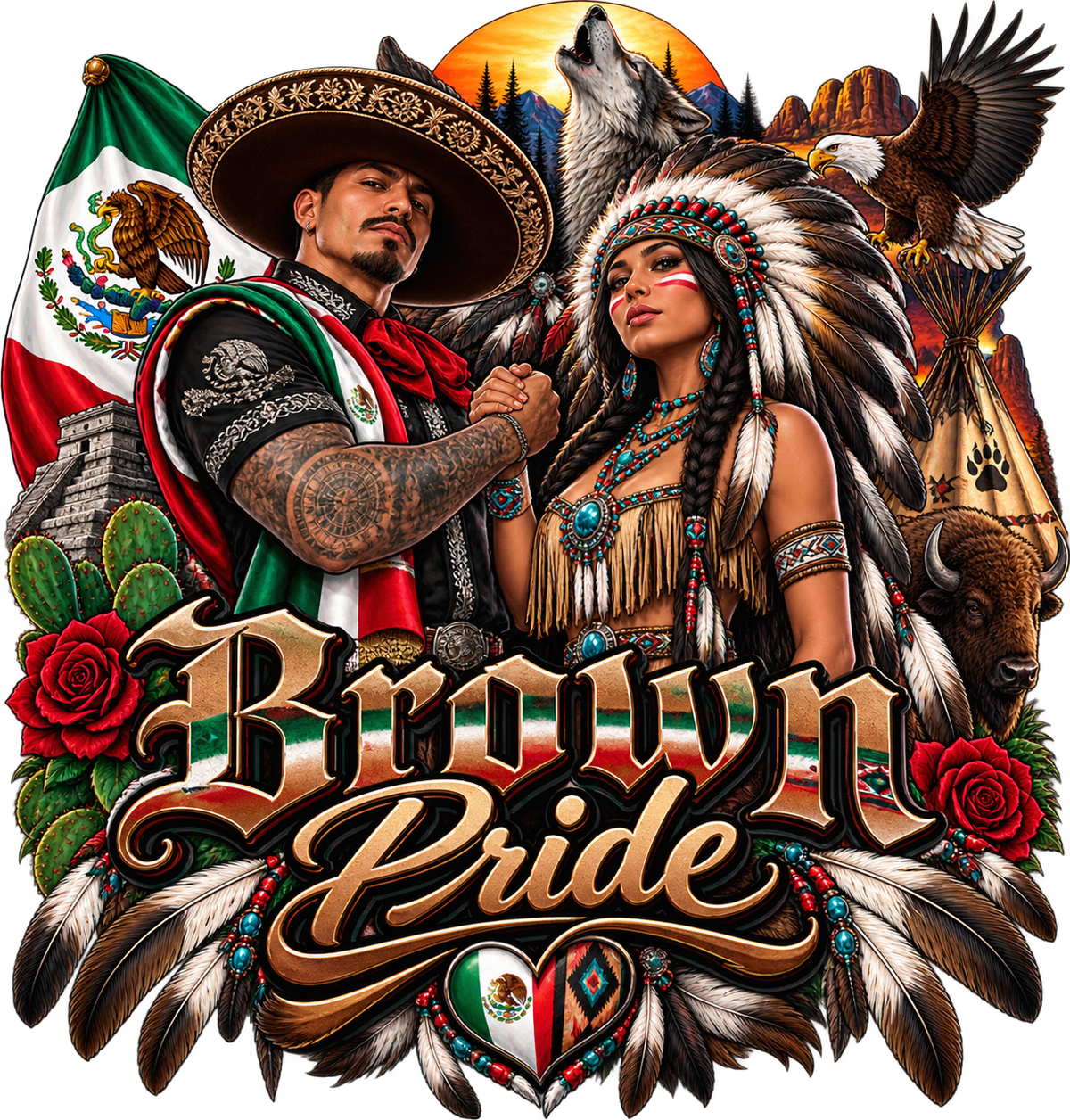 Brown Pride Gentle Warrior - T-Shirt
