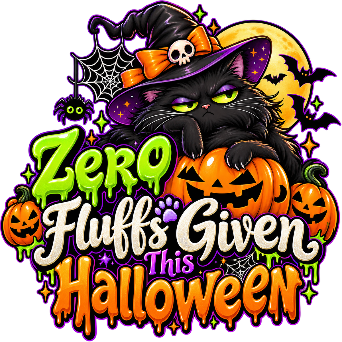Zero Fluffs Given This Halloween Cat T-Shirt