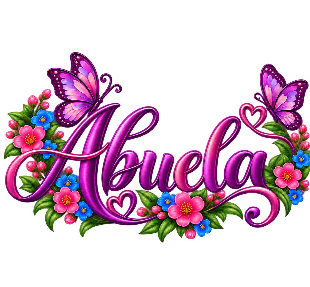 Abuela Purple Butterfly Floral T-Shirt