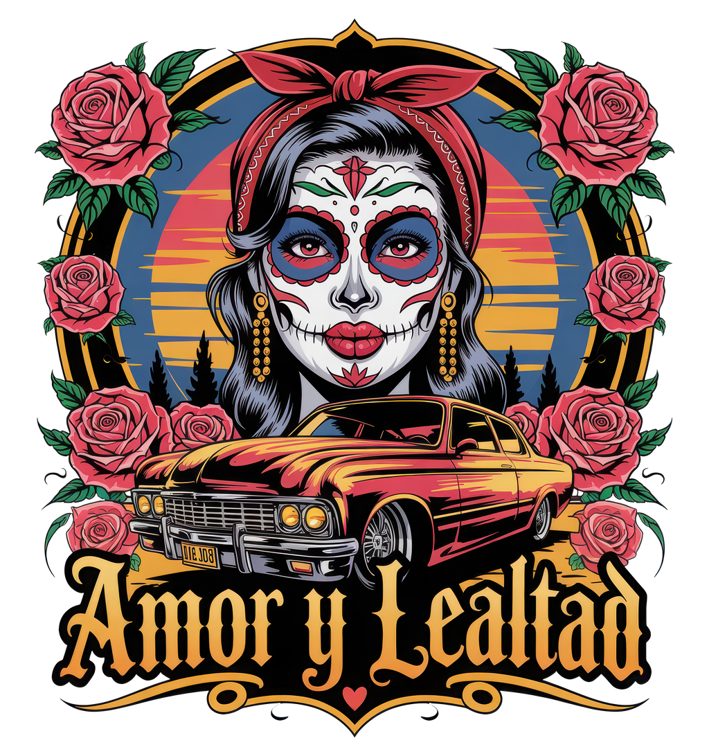 Amor y Lealtad Sugar Skull Lowrider T-Shirt